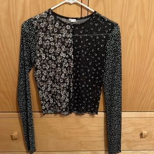 garage floral mesh long sleeve